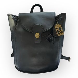 Coach black leather backpack 9943 brass turnlock 70th anniversary light use